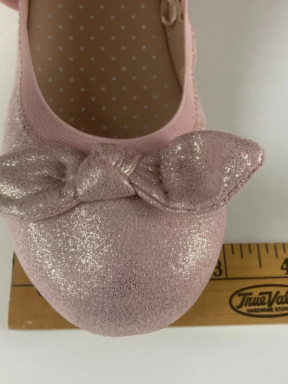Nordstrom Rack Girls Ballet Flats Pink Shimmer Bow Slip On Shoes Size 5 Youth